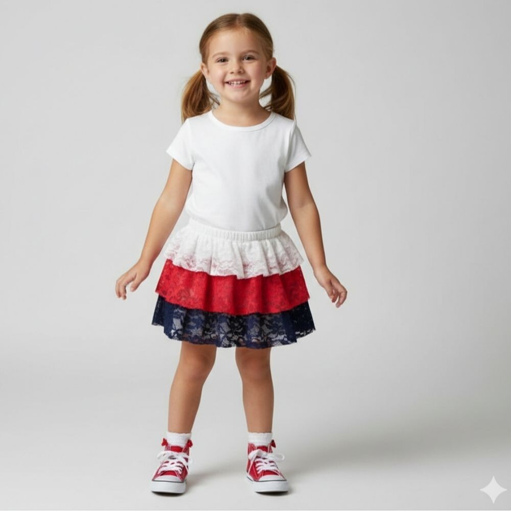 Baby Girl NWT Festive Multi-Colored Layered Flowy Lace Skirt Size 24M